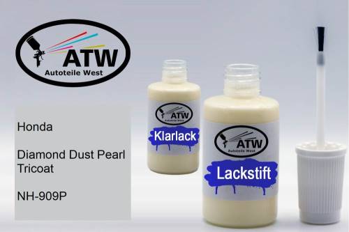 Honda, Diamond Dust Pearl Tricoat, NH-909P: 20ml Lackstift + 20ml Klarlack - Set, von ATW Autoteile West.